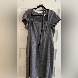 Banana Republic Grey Plaid Belted Sheath Dress